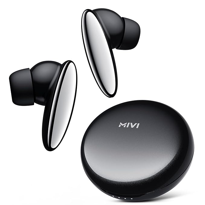 Mivi DuoPods A750 True Wireless Earbuds, 55+ Hrs Playtime, Multi Device Connectivity, AI-ENC for Call Clarity, Type C Fast Charging, Metallic Finish, 13MM Drivers, IPX 4.0, Made in India
