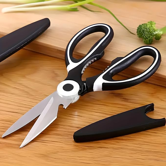 JIALTO Multipurpose Kitchen Scissors For Home & Gardening Needs|High Grade Stainless Steel Blades|Precision Ground Edge|K024| BLACK