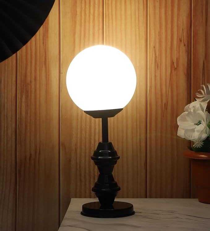 tu casa Metal Table Lamps with Glass Shade for Home Décor, Bedrooms, Living Room, Gifting, Diwali Decoration, Dining Space, Study Room, Restaurants (Height: - 13.4") - Bulb not Included