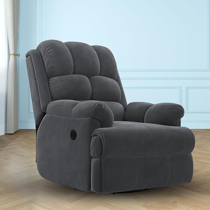 The Sleep Company Luxe Motorised Standard Recliner | Patented SmartGRID Technology | Motorised Single Recliner Sofa | Unique Lumbar Design | Premium Upholstery | Grey