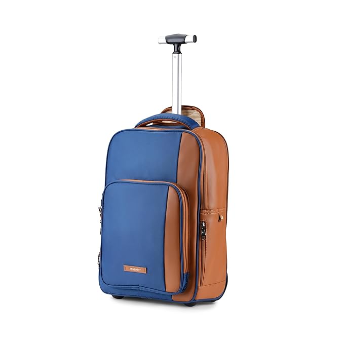 THE ASSEMBLY Laptop Roller Backpack for Men & Women | Convertible Travel Backpack with Wheels | Water-Resistant Polyester Weekender & Office Bag