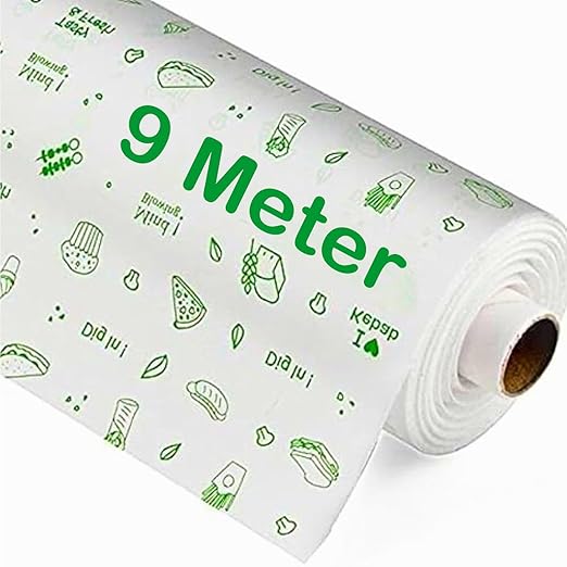 OFIXO 9 Meters Premium Non-Stick Butter Wrapping Paper Food Wrapping Paper Roll. Re-heatable Non Stick Paper, Oven Safe Parchment Paper Food Wrapping Paper