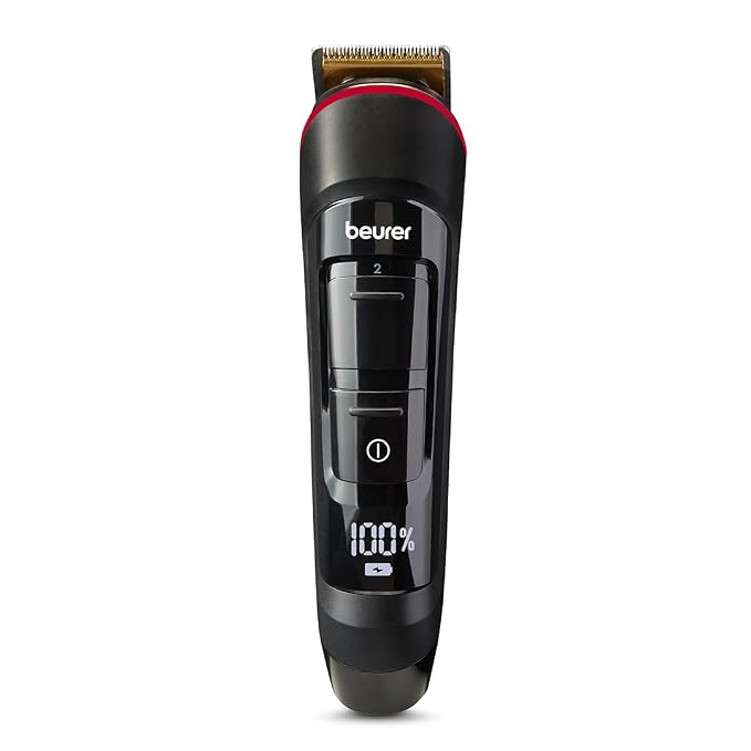 Beurer MN4X Beard Trimmer, for trimming and shaving, 2 stainless steel blades, 12 cutting lengths, 2 step fine adjustment, maximum skin care, washable razor head
