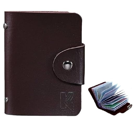 Kraptick 20 Slots Cardholder with Double-Sided Slots, Wallet for Cards, ATM, Debit, Credit Cards Holder, Unisex Wallet with Leather Design (Brown)
