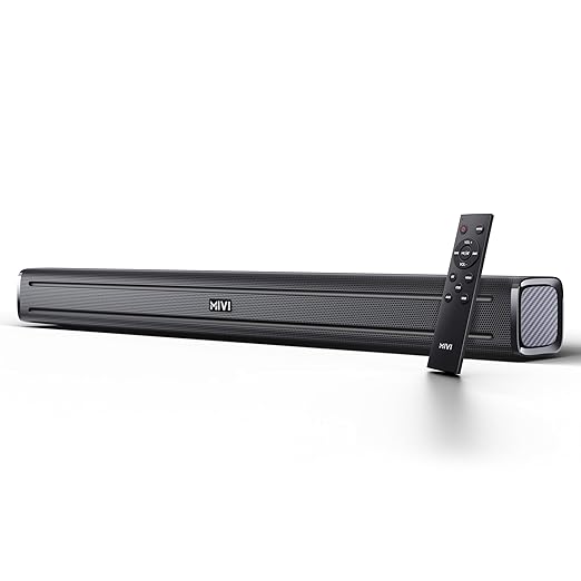 Mivi Fort Q80 Soundbar with 80W Surround Sound, 2.2 Channel soundbar with 2 in-Built subwoofers, Multiple EQ and Input Modes, Remote Accessibility, Bluetooth v5.2, Made in India Sound bar for TV