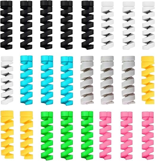 Lapster 28 pcs Mix Spiral Charger Spiral Charger Cable Protectors for Wires Data Cable Saver Charging Cord Protective Cable Cover