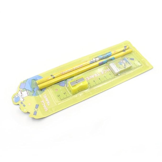 Yanmai 5-in-1 Wooden Pencil Set - Educational Stationery Set for School Kids - Ideal for Girls, Boys, and as a Birthday Gift - Perfect Stationery Pack