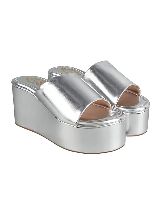 Shoetopia girls Little Silver Wedge Sandal - 6 UK (Girls-Little-Silver)