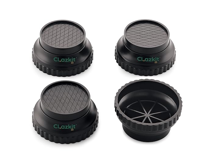 Clazkit Round Multi-Purpose Heavy Duty Stand Home Appliance Refrigerator/Washing Machine/Furniture/Fridge Stand, Black (Pack of 4)