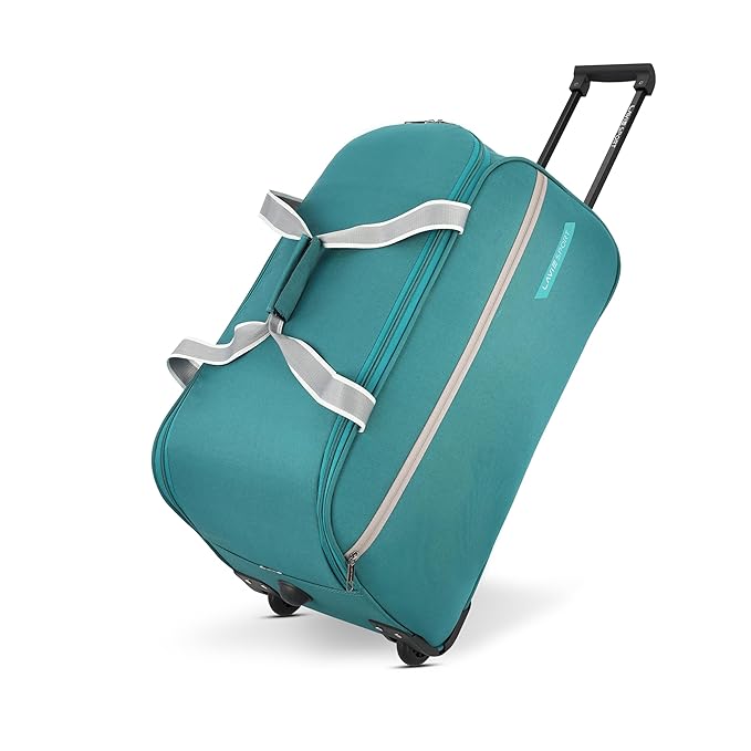 Lavie Sport Polyester Lino Wheel Duffel Bag | 2 Wheel Duffle Bag | Built to Last Wheels and Trolley,Teal,30 Cms