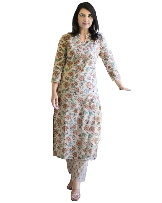 ANNI DESIGNER Women's Cotton Blend Regular Kurta with Pant