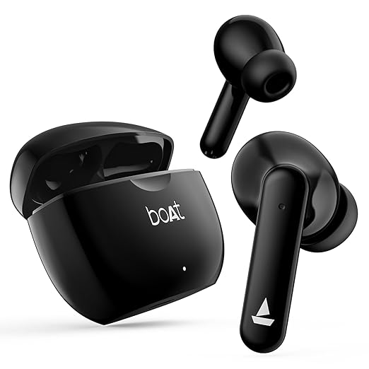 Boat Airdopes 120 Truly Wireless in Ear Ear Buds w/in Ear Detection, 40 hrs Playtime Quad Mics with ENx" Tech, ASAP" Charge, IWP" Tech, Beast" Mode with 65 ms Low Latency, BTv5.3 & IPX4(Active Black)