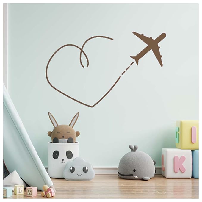 Kayra Decor Heart Design Airplane Dash Route Wall Stencil for Art and Craft - Size 16 Inch x 24 inch.