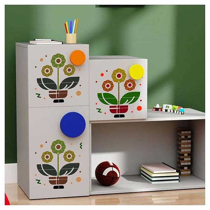 Kayra Decor Flower Pot Wall Painting Stencil - Size 12 inch x 12 inch.