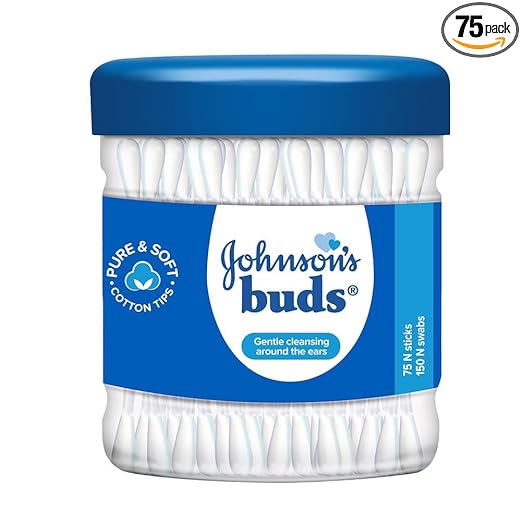 Johnson & Johnson Buds Gentle, 150 Swabs (White, 75 Count)