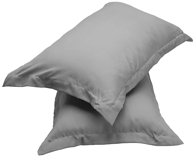 Amazon Brand - Solimo Microfiber Solid Pillow Cover (Set of 2, Grey, 17" X 27")