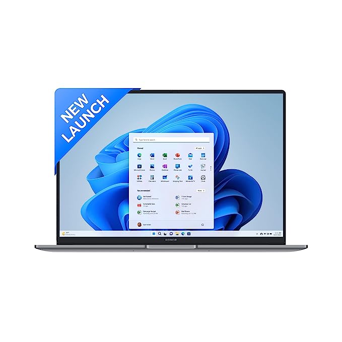 HONOR MagicBook X16 (2024), 12th Gen Intel Core i5-12450H, 16-inch (40.64 cm) FHD IPS Anti-Glare Thin and Light Laptop (8GB/512GB PCIe SSD/Windows 11/ Full-Size Numeric Keyboard /1.68Kg), Gray