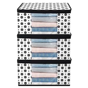 [Apply Coupon] - Saree Cover With Zip Clothes Storage Bag Wardrobe Cloth Packing Organizer Large Transparent Window Garment Protector Covers Printed Design Combo Saree Bags (Black, Pack of 3)