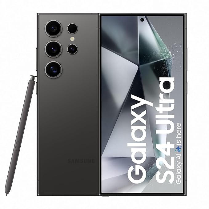 Samsung Galaxy S24 Ultra 5G AI Smartphone with Galaxy AI (Titanium Black, 12GB, 256GB Storage), Snapdragon 8 Gen 3, 200 MP Camera with ProVisual Engine and 5000mAh Battery