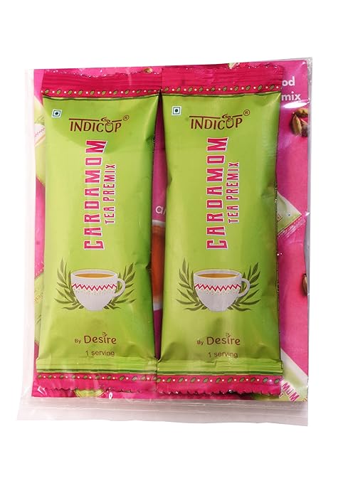 Indicup Cardamom Tea Instant Tea Premix Sachets,Cardamom Elaichi Powder, Instant tea mix, Cardamom flavor, Refreshing taste (Sampling)