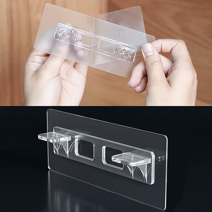 JIALTO Shelf Support Pegs - Innovative Punch-Free Plastic Brackets for Cabinet and Closet Shelves, Self-Adhesive Clips for Kitchen, Furniture, and Bookshelves (Partation Hook, 2)