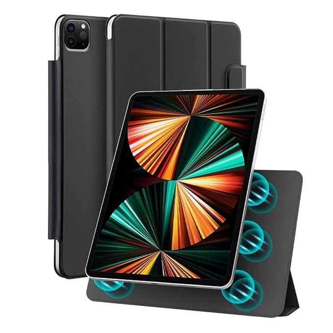 Amazon Basics Magnetic Case Compatible with Apple iPad Pro 6th/5th/4th Gen (12.9 Inch) | Auto Sleep/Wake & Easy Magnetic Attachment (Black)