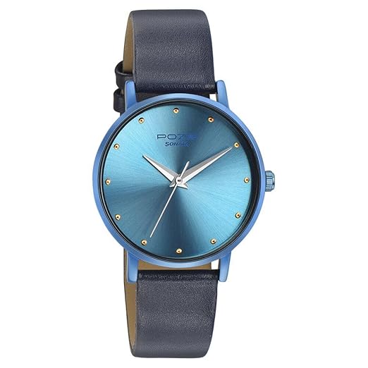 Sonata Poze Quartz Analog Blue dial Leather Strap Watch for Women-SP80017QL01