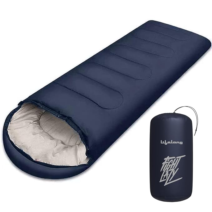 Lifelong Sleeping Bag for Adults - Winter Sleeping Bags Certified for Temperatures 4°C to 10°C - Mummy Shape Foldable Camping Bed Height Upto 6'5feet - Travel Accessory for Camping, Hiking, Trekking
