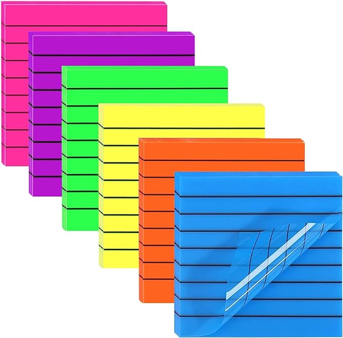 UCRAVO 50 Sheets Transparent Sticky Notes with Lines,1 Pad Lined Translucent Sticky Notes Lined Self Sticky Notes Waterproof PET Markers Notes Pad Clear for Aesthetic School Office Supplies (Blue)