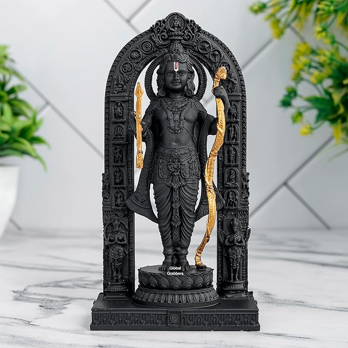 Global Grabbers Polyresin 3D Ram Lalla Ayodhya Idol Statue Showpiece Murti for Home Decor Decoration Gift Gifting Items