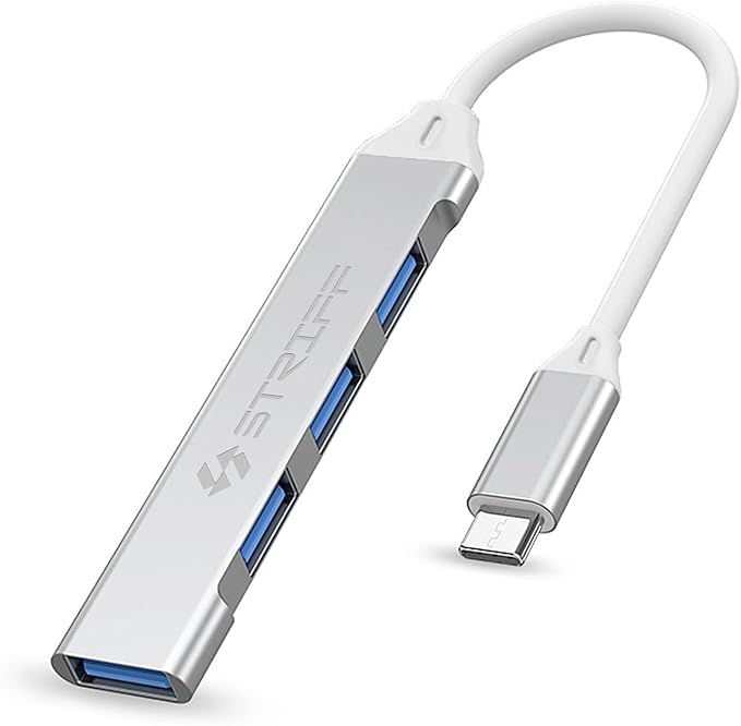 STRIFF 4 in 1 USB hub Type C Multiport Adapter, Type c to 1 x USB 3.0 to 3 x USB 2.0 with 5000 MBPS Fast Data Transfer Speed for pc, Laptop, MacBook (Silver)
