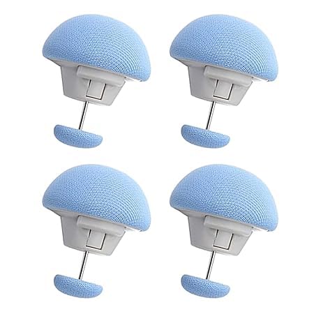 Comforter Quilt Holder with One-Key Unlock for Blanket Bed Sheet Curtain Socks Mattress Covers, Duvet Cover Clips, Mushroom Round Fixing Clips with Buttons (Blue) 4