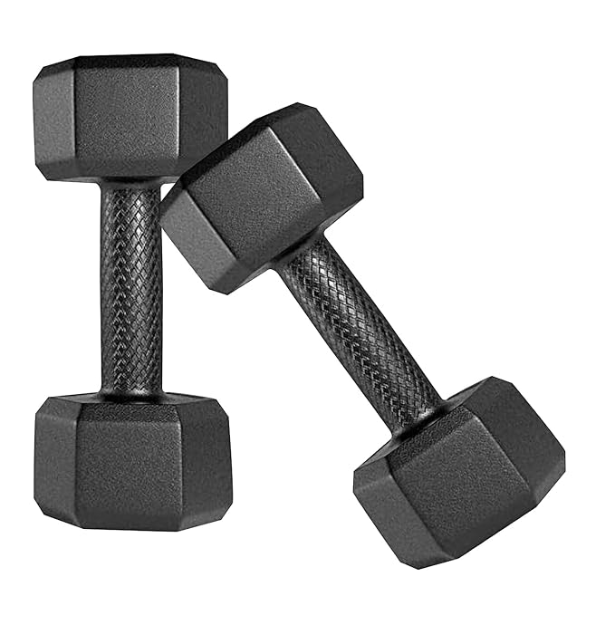 Amazon Brand - Symactive PVC (Round/Hex) Dumbbell Sets and Fitnessfor Men and Women Body Workout