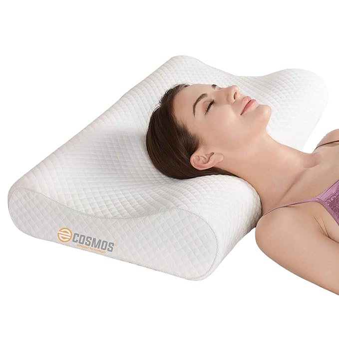 [Apply Coupon] - E-COSMOS Memory Foam Pillow, Orthopedic Pillow for Neck Pain Cervical Contour Memory Foam Pillow,Orthopedic Neck Pillow with Washable Cover, Bed Pillows for Side, Back, Stomach Sleepers.