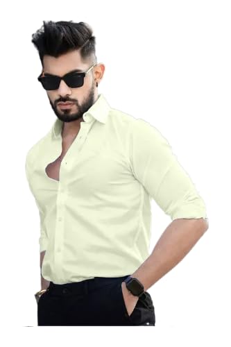 [Size: M] - Pinkmint Cotton Spread Collar Long Sleeve Shirt for Men Formal Wear Office Wear