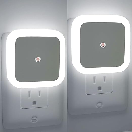 [Apply Coupon] - One94Store Night Sensor Light Bulb Comes with Smart Automatic ON/Off Dim LED Lights | Energy-Saving Night Lamp| Long Life for Hallway, Stairs, Kitchen, Bathroom (White) - Pack of 2