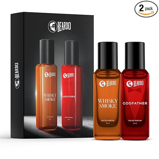 Beardo Whisky Smoke & Godfather Perfume Combo (20 ml x 2) | Spicy, Woody - Oudh Notes of Whisky Smoke & Aromatic, Spicy Notes of Godfather | Lasting Mens Perfume | Ideal gift for men | Rakhi Gift for Brother | Gift for Men