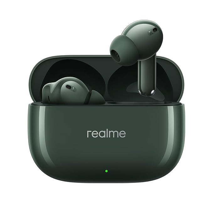 realme Buds T300 Truly Wireless in-Ear Earbuds with 30dB ANC, 360° Spatial Audio Effect, 12.4mm Dynamic Bass Boost Driver with Dolby Atmos Support, Upto 40Hrs Battery and Fast Charging (Dome Green)