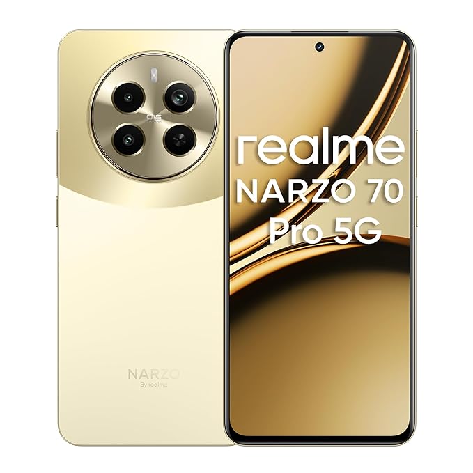[Apply Coupon] - realme NARZO 70 Pro 5G (Glass Gold, 8GB RAM,256GB Storage) Dimensity 7050 5G Chipset | Horizon Glass Design | Segment 1st Flagship Sony IMX890 OIS Camera