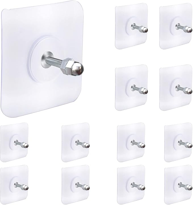 SHOPPOFOBIX Adhesive Hooks 13.2LB(Max) Heavy Duty Self Adhesive Hooks Transparent Waterproof and Oilproof Wall Hooks for Kitchen Bathroom Shower Door Outdoor (Nail Hook, 15)