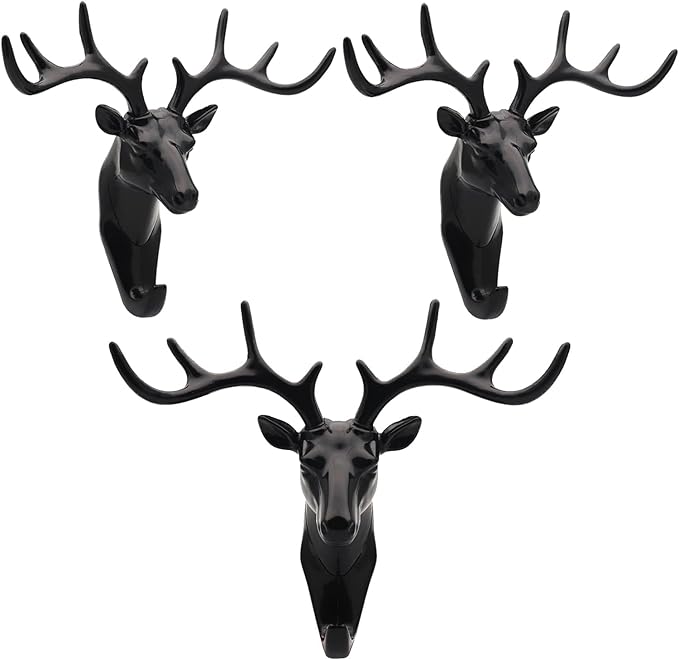 SHOPPOFOBIX Adhesive Hooks 13.2LB(Max) Heavy Duty Self Adhesive Hooks Transparent Waterproof and Oilproof Wall Hooks for Kitchen Bathroom Shower Door Outdoor (Deer, 1)