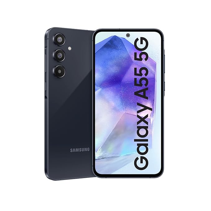 Samsung Galaxy A55 5G (Awesome Navy, 8GB RAM, 128GB Storage) | AI | Metal Frame | 50 MP Main Camera (OIS) | Super HDR Video| Nightography | IP67 | Corning Gorilla Glass Victus+ | sAMOLED Display