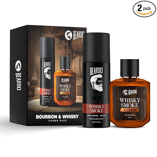 Beardo Whisky Smoke Deodorant 120ml & Bourbon Perfume 50ml for Men Giftset | Eau De Parfum & Body Spray | Spicy, Woody - Oudh | Long Lasting Mens Perfume | Date night fragrance | Rakhi Gift for Brother | Gift for boyfriend | Gift for Men | Gift for Brother