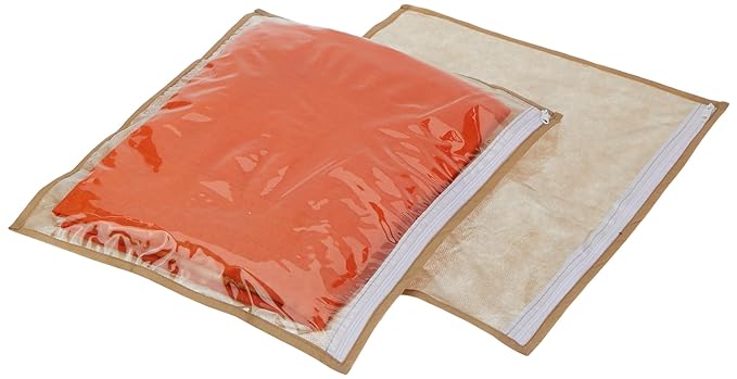 Amazon Brand - Solimo Saree Cover Set | Transparent | Non-woven | Zipper Closure (Pack of 2)