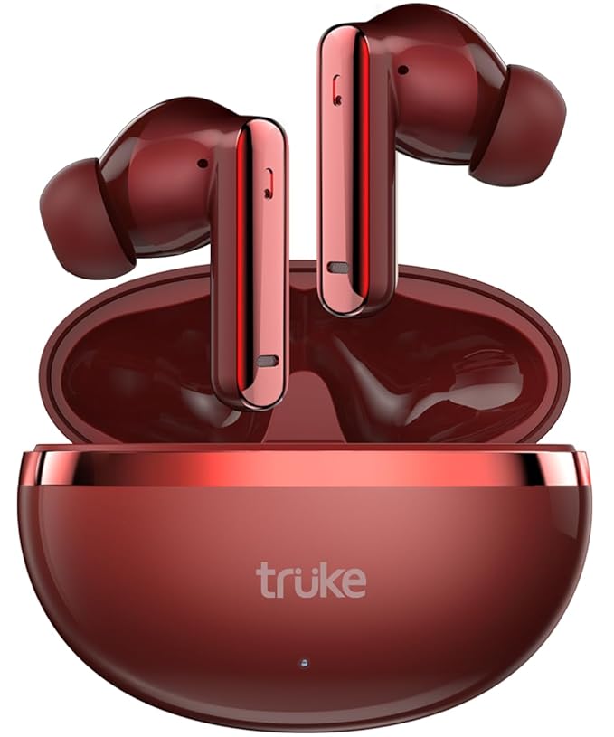 truke [Just Launched Buds Q1 Lite True Wireless Earbuds with 48H Playtime, Crystal-Clear Calls, Fast Charging, Elegant Royal Design, Bluetooth 5.4, Noise Cancellation, Gaming Mode, 1Yr Warranty