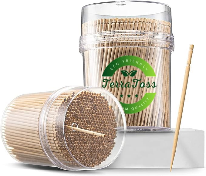 [Apply Coupon] - Wooden Toothpicks | 2 Packs of 250 Toothpick Sticks (500 Sticks) | Sturdy Smooth Finish Tooth Picks Sticks | Toothpicks Wooden (500)