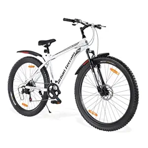 Urban Terrain Galaxy Max 27.5 inch Steel Geared High Performance Mountain Cycle for Men with Front Suspension & Dual Disc Brakes | Ideal for 15+ Years, Unisex, Frame Size : 17 inch, 7 Speed, White