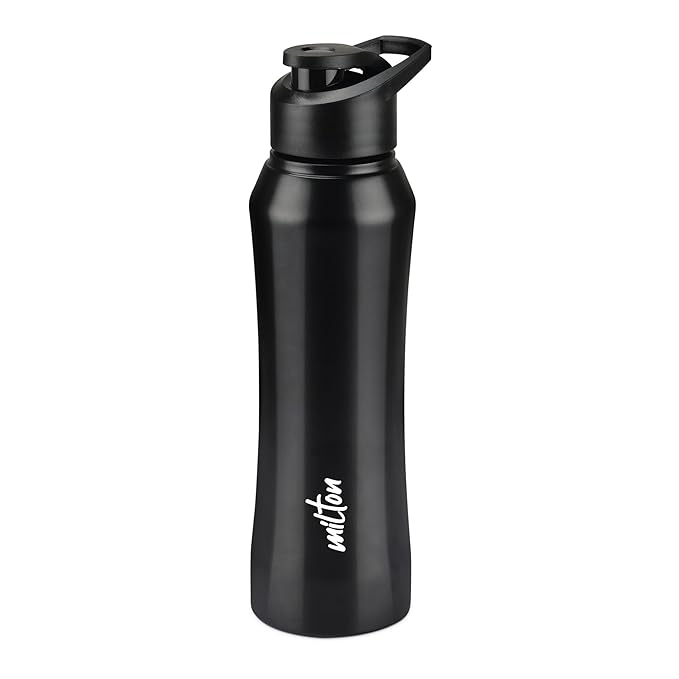 MILTON Comet 1000 Stainless Steel Water Bottle 1000 ml, Single Walled, ISI Certified I Leak Proof Lid, Rust Proof I For School, Office, Gym I Black