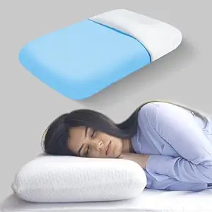Sleepsia Orthopedic Cooling Gel Memory Foam Pillow | 1 Year Warranty | Cervical Pillows for Spondylitis Neck and Shoulder Pain Relief Support Bed Sleeping (Standard,White)