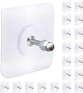 Misamo Enterprise Hooks For Wall Without Drilling Waterproof Hooks For Bathroom Shower Kitchen Keys Door Outdoor Home Improvement Utility Hook (Pack Of 5, Nail Hook) - Plastic, Transparent
